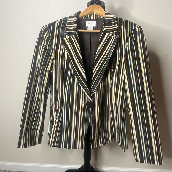 Neiman Marcus Exclusive Women’s Brown Striped Corduroy Blazer‎ Sz 14 - Picture 6 of 9